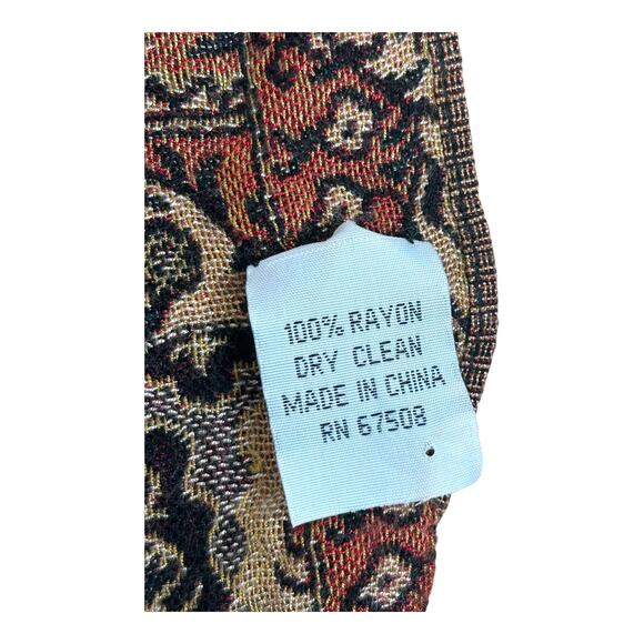 Vintage Black Earth Tones Paisley Pashmina Shawl Scarf with Fringe Tassels - Picture 5 of 5